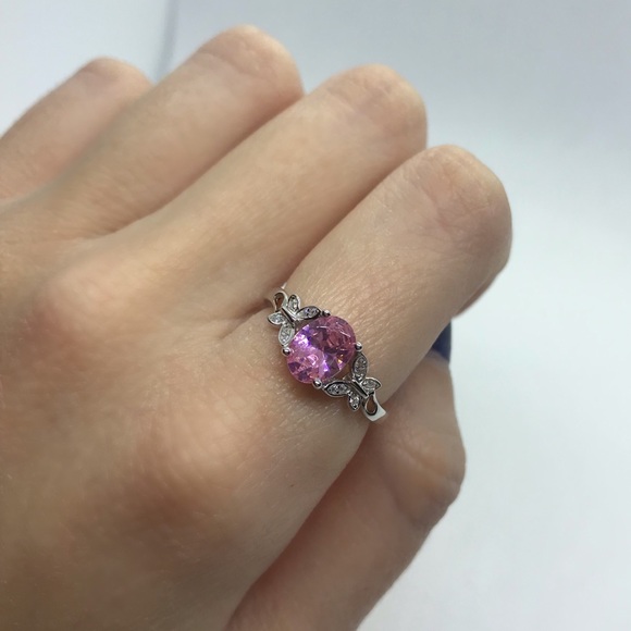 925 Sterling Silver Pink Butterfly Ring - Picture 7 of 7